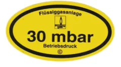 Aufkleber 30 mbar Betriebsdruck