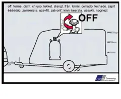 Aufkleber Gasflasche während der Fahrt Caravans