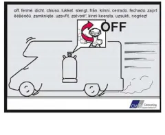 Aufkleber Gasflasche während der Fahrt Reisemobile