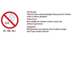 Aufkleber Schutzhinweise gegen Herausfallen aus Kojen