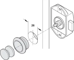 Aufschraub-Riegelschloss, Push-Lock einseitig bedienbar 25mm, braun