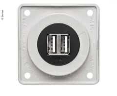 Berker USB-Ladesteckdose 12V zweifach grau-glänzend, Einsatz schwarz