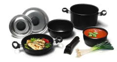 Camping-Topfset, Alu 7-teilig, schwarz