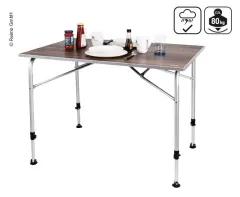 Campingtisch LEVI FAMILY 115x68x59-72cm, edles Holz-Design, wetterfest