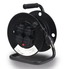 Carbest Kabeltrommel 25m mit Schalter für Innen mit 4 Schukosteckdosen + Deckel