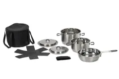 Edelstahl Topfset ASTI 5-tlg.mit Filzunterlage und Tasche