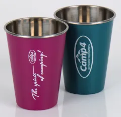 Edelstahlbecher YOUNG im 2er Set - beere & petrol