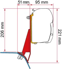 F45 Wand-Montage-Adapter für Kastenwagen und Busse&nbsp;- Ford Tourneo/Transit Custom > 2023 (H1/L1 + 2)