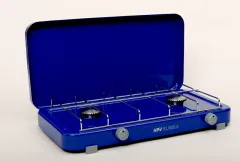 Gaskocher Rumba mit Piezozündung 2Fl. blau, 50mbar