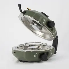 Klappbarer Camping-Gaskocher FLAP 2 COOK Farbe: Matt-Grün