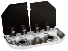 Kocher 2-flammig rechteckig, FC1362, mit 2-teiliger Glasabdeckung