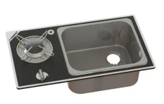 Kocher-Spülen-Kombination - 1-flammig mit Sicherheitsglas