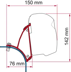 Markisen-Adapter F43van für VW T5 / T6 / T6.1 Lift roof - Rechtslenker
