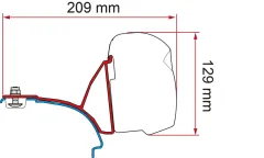 Markisen-Adapter F43van für VW T5 / T6 / T6.1 Multivan mit C-Schiene - Linkslenker