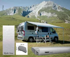Markisen-Set Omnistor 6300 4m, Gehäuse eloxiert, Kappen: grau