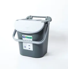 Mülleimer 30Liter schwarz/Deckel:grau, stapelbar, 34x38x42cm, mit Henkel