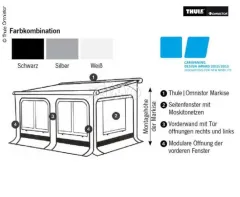 Panorama M 375cm schwarz/silber, Höhe 230-244cm f. 6002