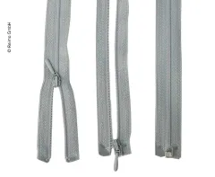 Reißverschluss 90cm, teilbar - aushakbar, grau, Kunststoff