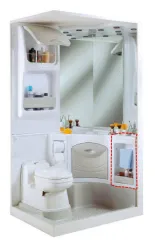 Sanitäreinrichtung 2000 - seitlicher Schrank weiß/grau