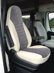 Schonbezug Kunstleder 2 Stück, beige/grau incl.Kopfstütze