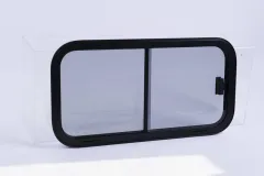 Sicherheitsglas Schiebefenster Rahmen schwarz 800x400mm,Glas grau