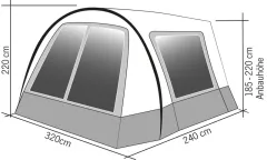 Sonnensegel Hispaniola für Campingbusse, Anbauhöhe 185-220cm