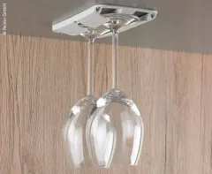 Stielglashalter 2er Set, lichtgrau, für 2-3 Gläser bis Ø78mm