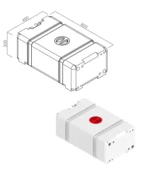 Universalwassertank100l, weißer Tank, roter Deckel H300xB480xT800